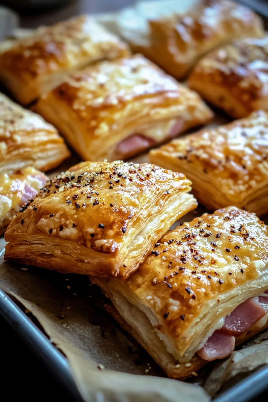 Snack di Pasta Sfoglia con Prosciutto e Formaggio