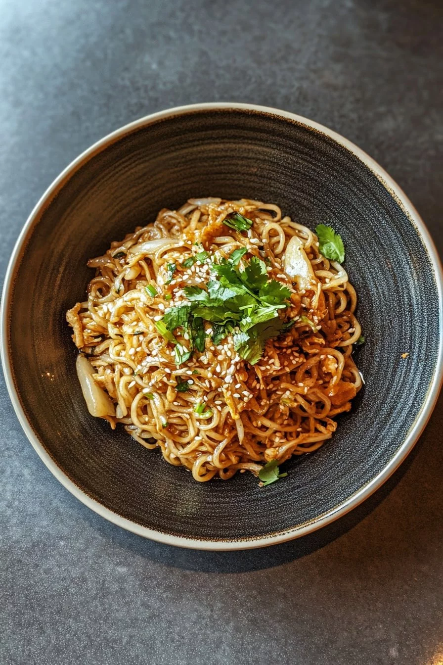 Noodles saltati con coriandolo e succo di lime
