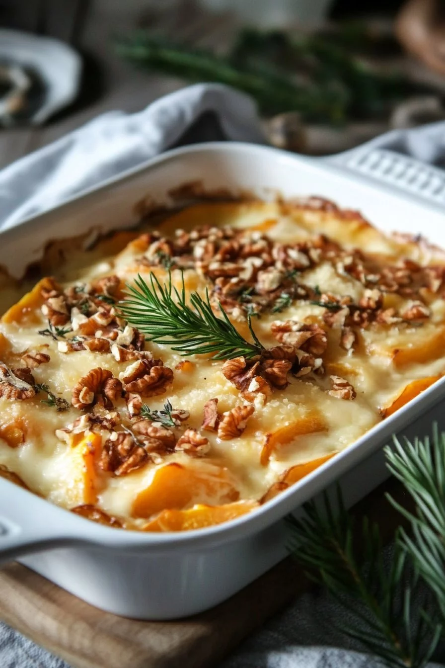 Gratin di Patate Dolce, Capra e Noci