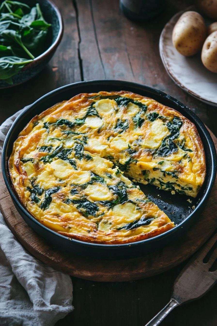 Frittata con patate e spinaci