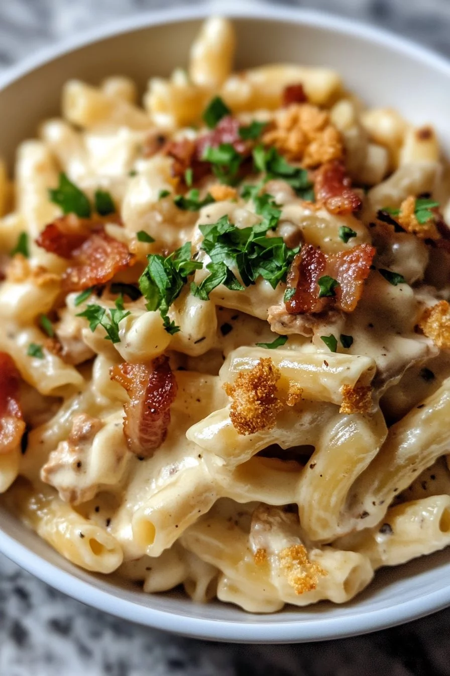 Pasta con pollo, bacon e ranch