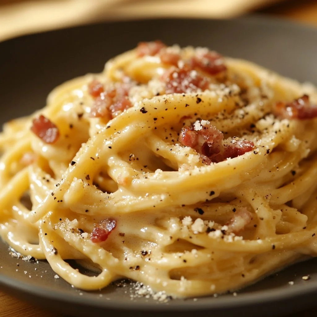 Piatto di Carbonara Italiana Classica con Bacon