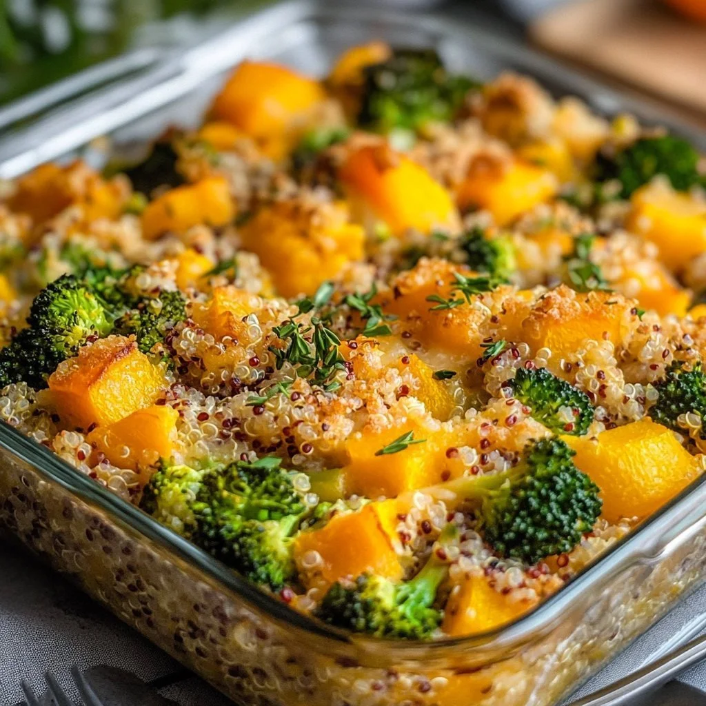 Casseruola di quinoa con verdure e formaggio pronta da servire