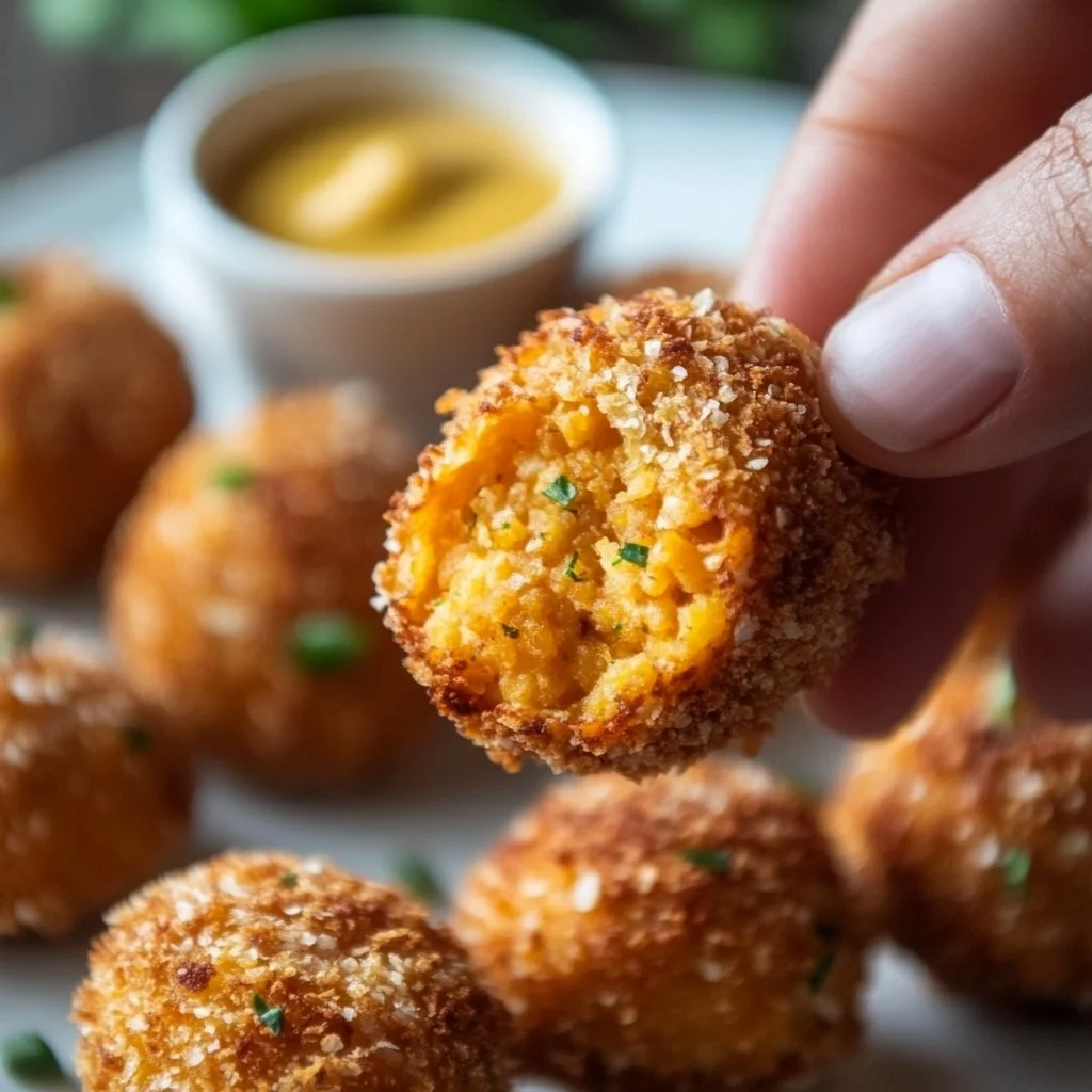 Crocchette di patate dolci pronte da servire su un piatto