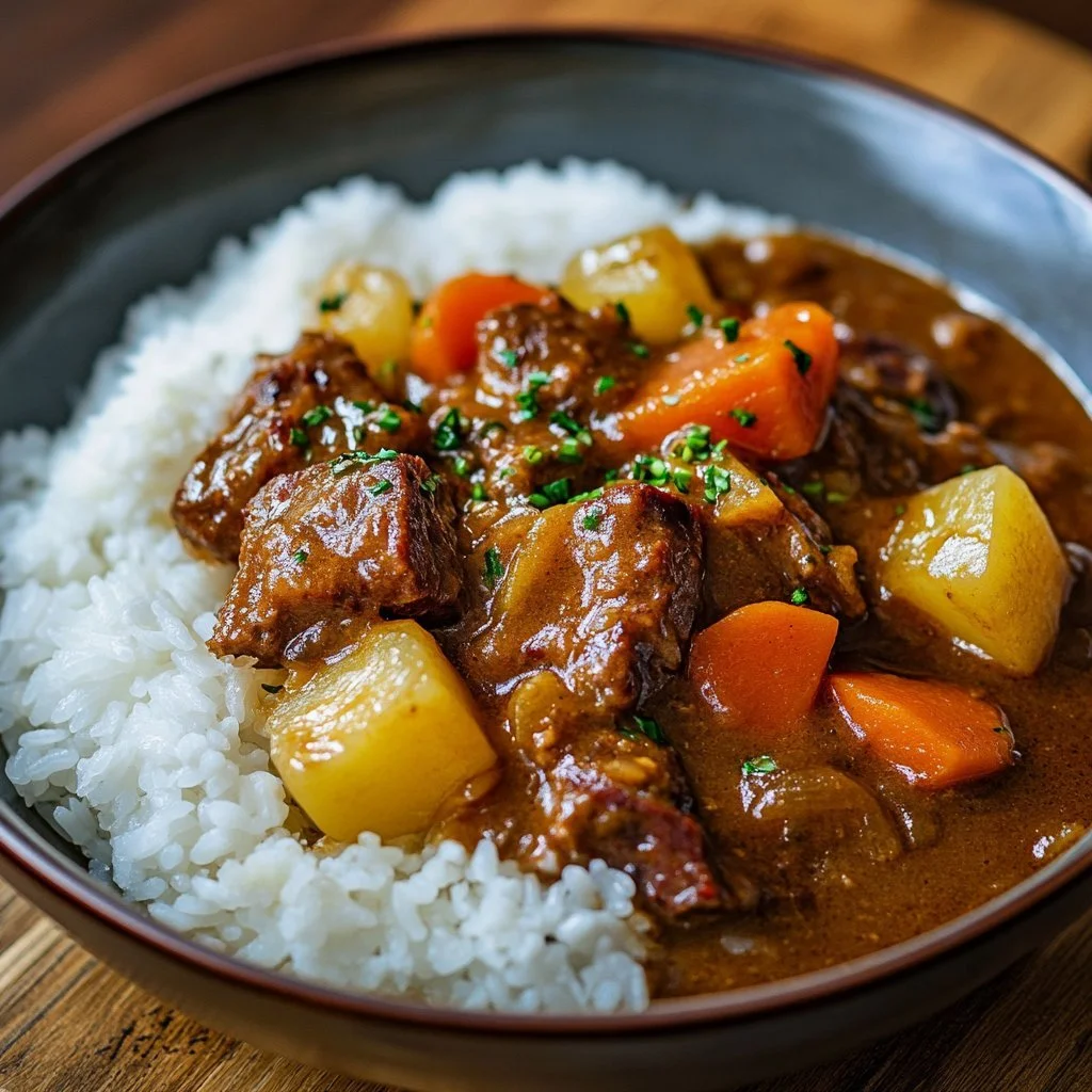 Curry Giapponese al Manzo servito in un piatto colorato
