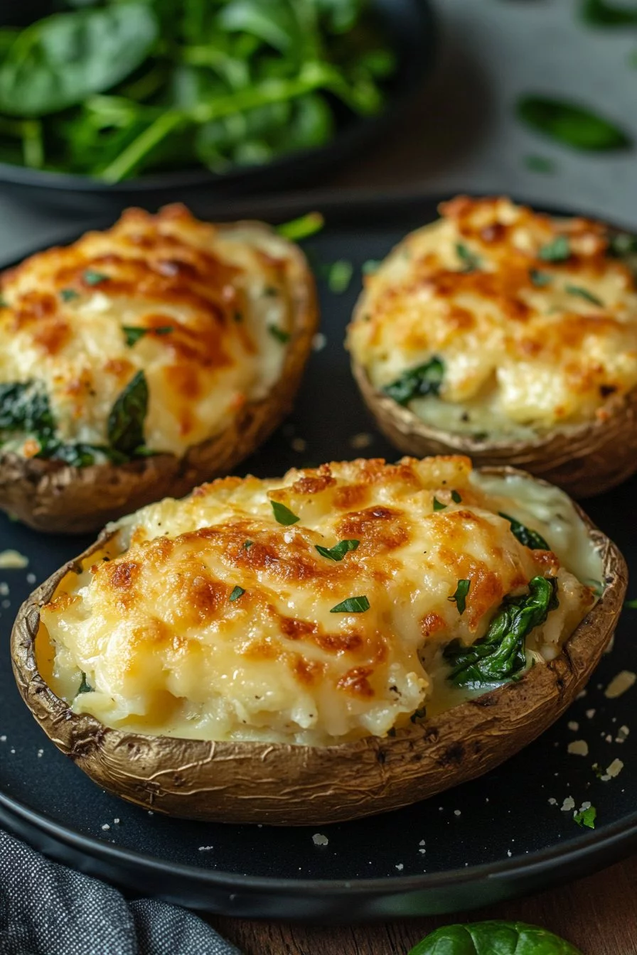 Patate ripiene di formaggio e spinaci