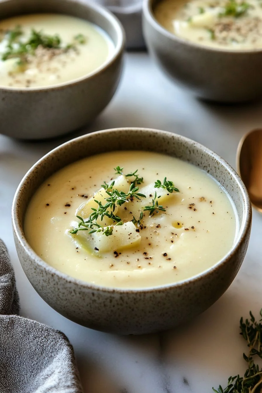 Zuppa cremosa di patate e porri con skyr