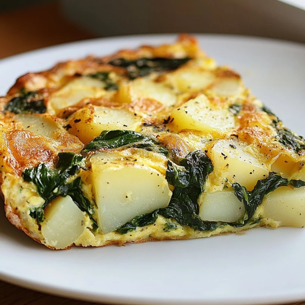 Frittata con patate e spinaci, un piatto gustoso e sano.