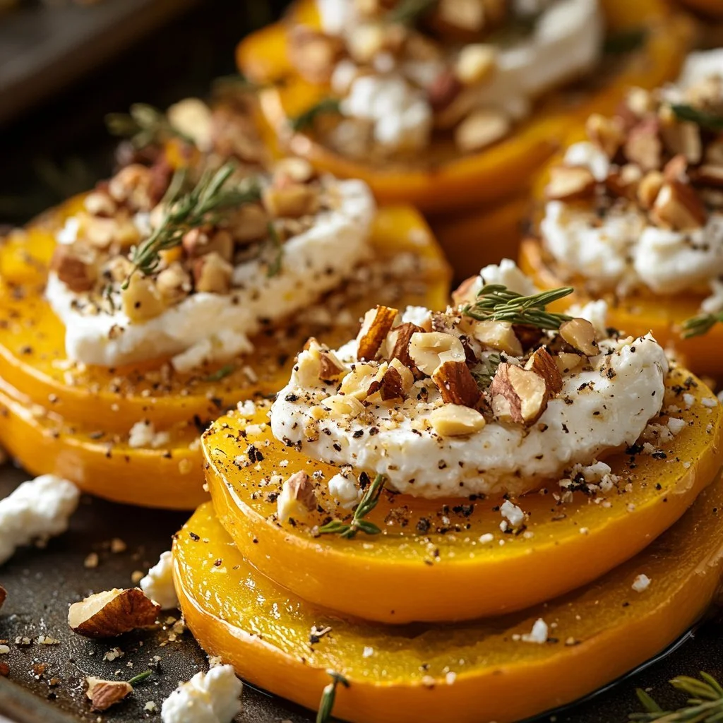 Patata dolce arrostita con formaggio di capra, miele e noci pecan