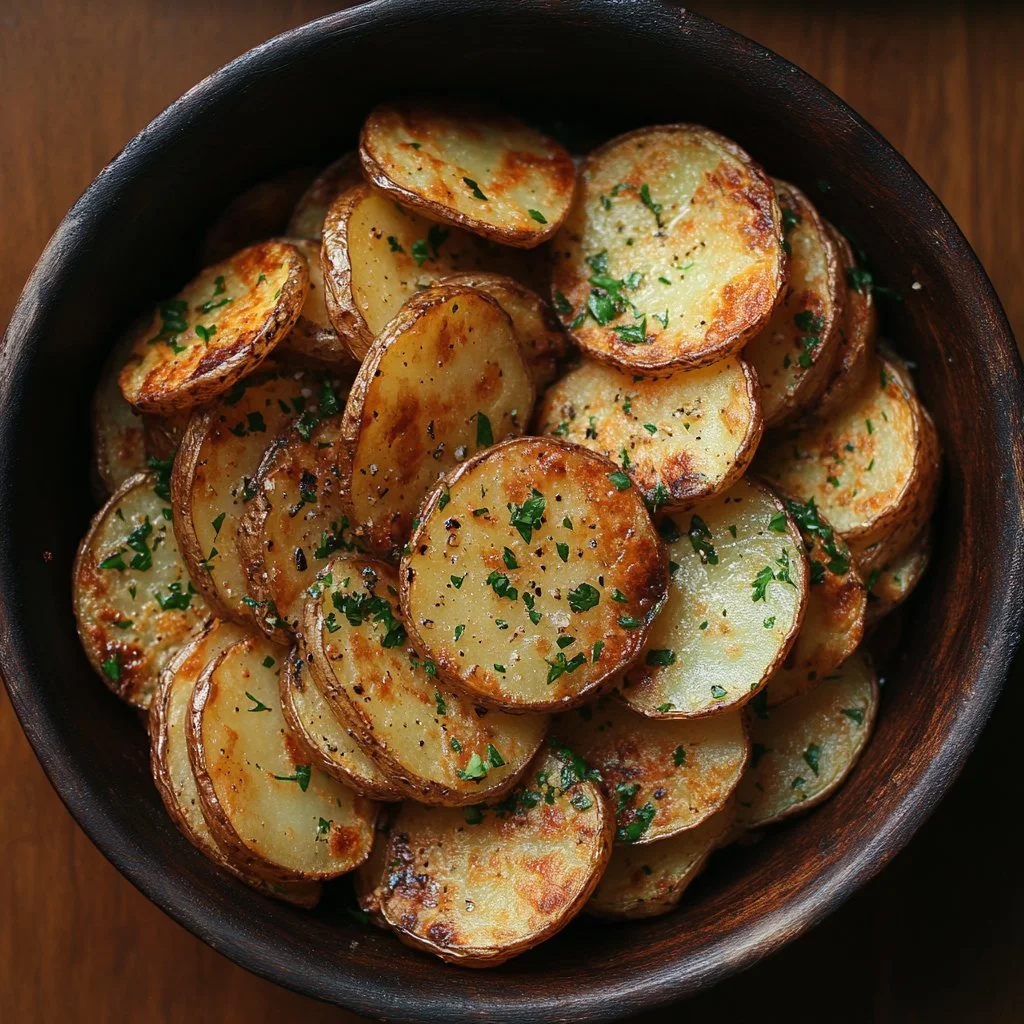 Patate a fette cotte nella friggitrice ad aria croccanti e dorate