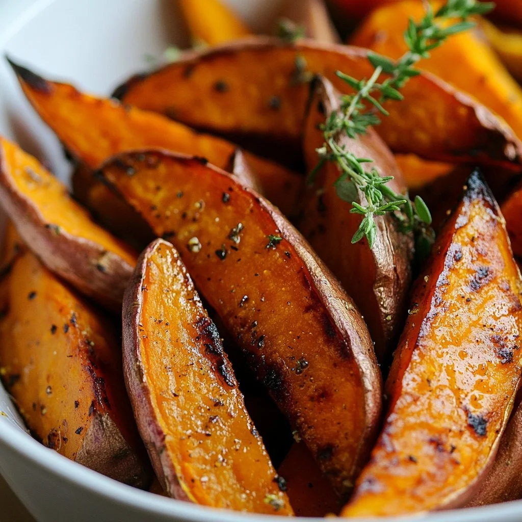 Patate dolci arrostite con erbe aromatiche e peperoncino di Espelette