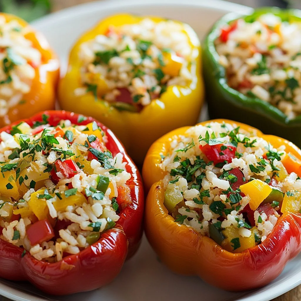 Peperoni ripieni colorati con ingredienti gustosi