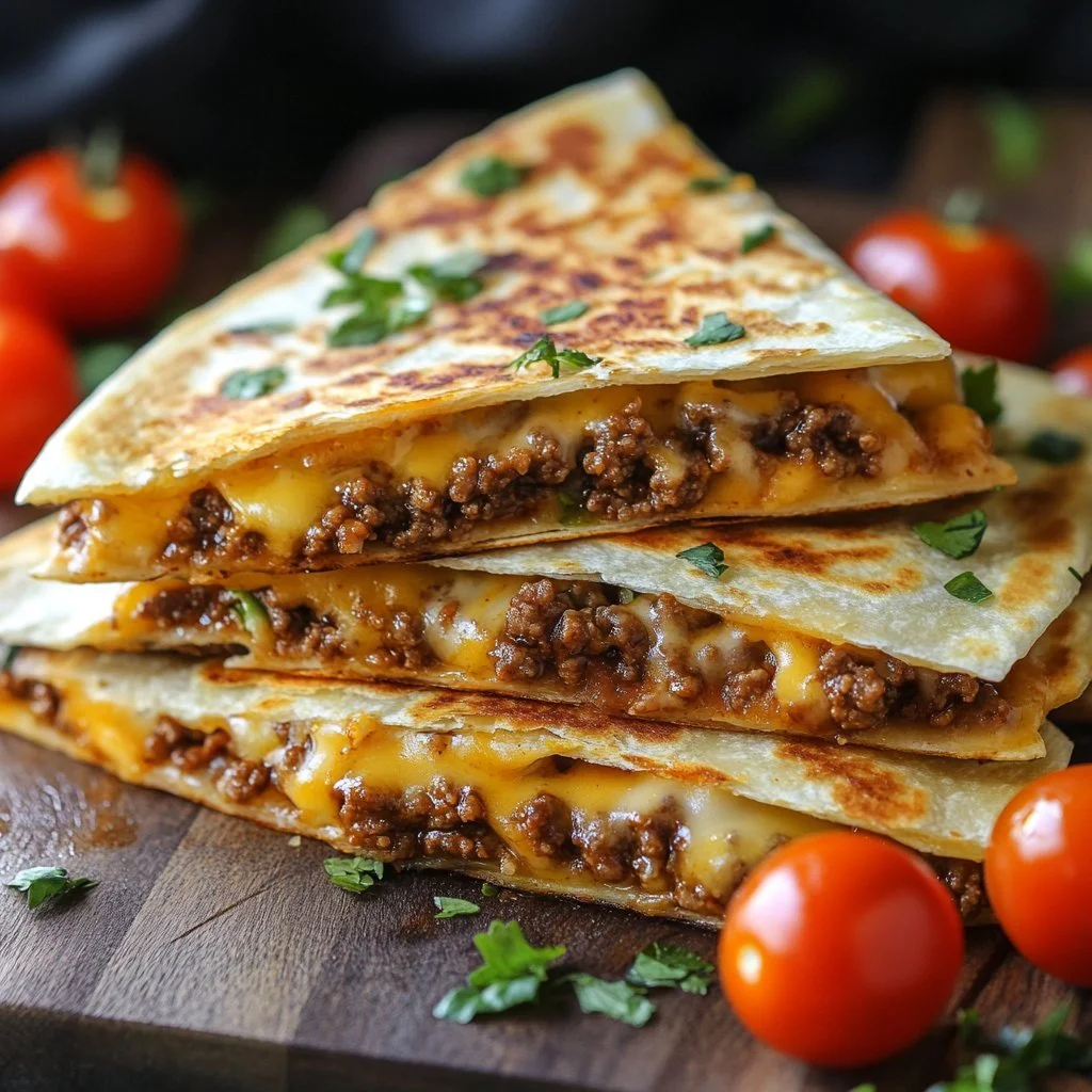 Quesadilla Smashburger ripieno di carne e formaggio con tortilla croccante