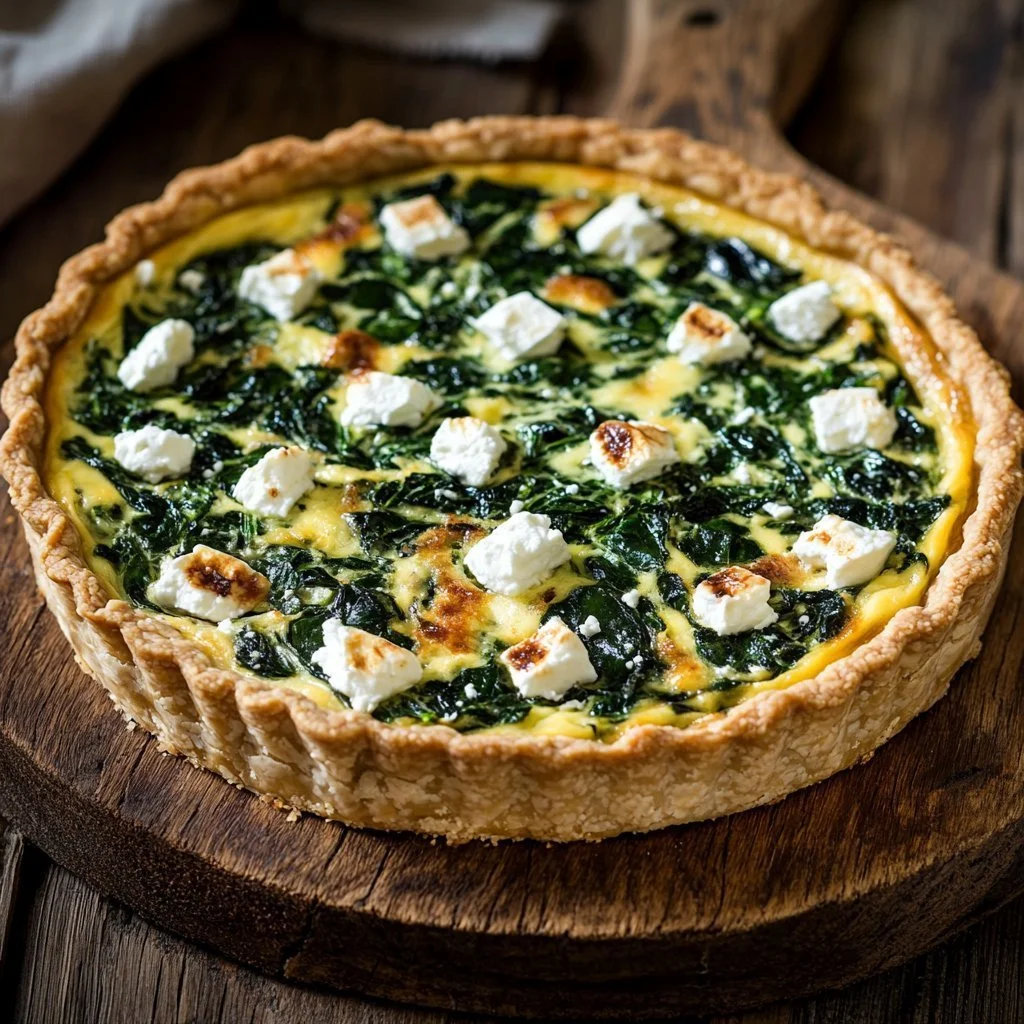 Quiche Salata con Spinaci e Feta, un piatto gustoso e nutriente.