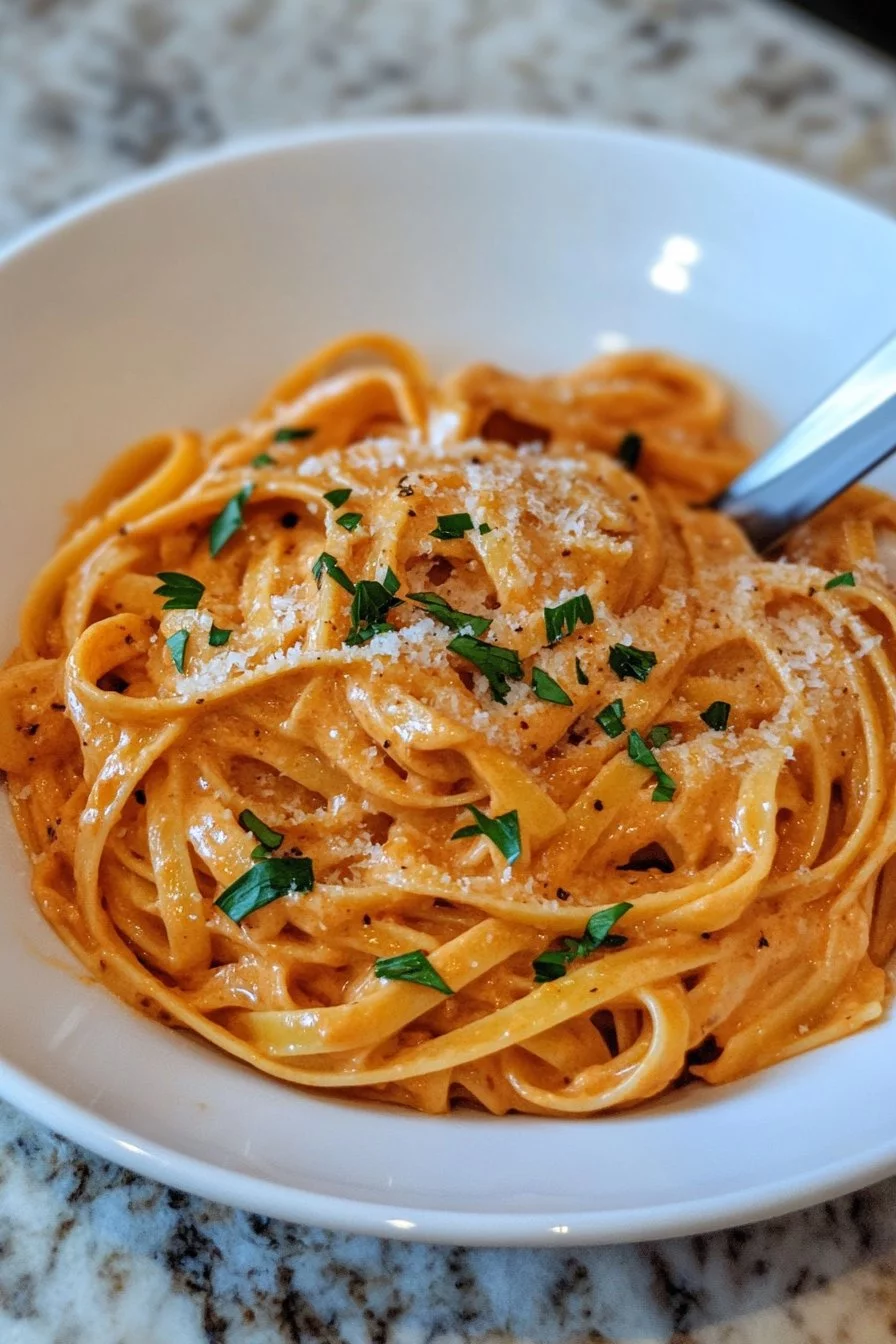Pasta alla Crema con Peperoni Arrosto