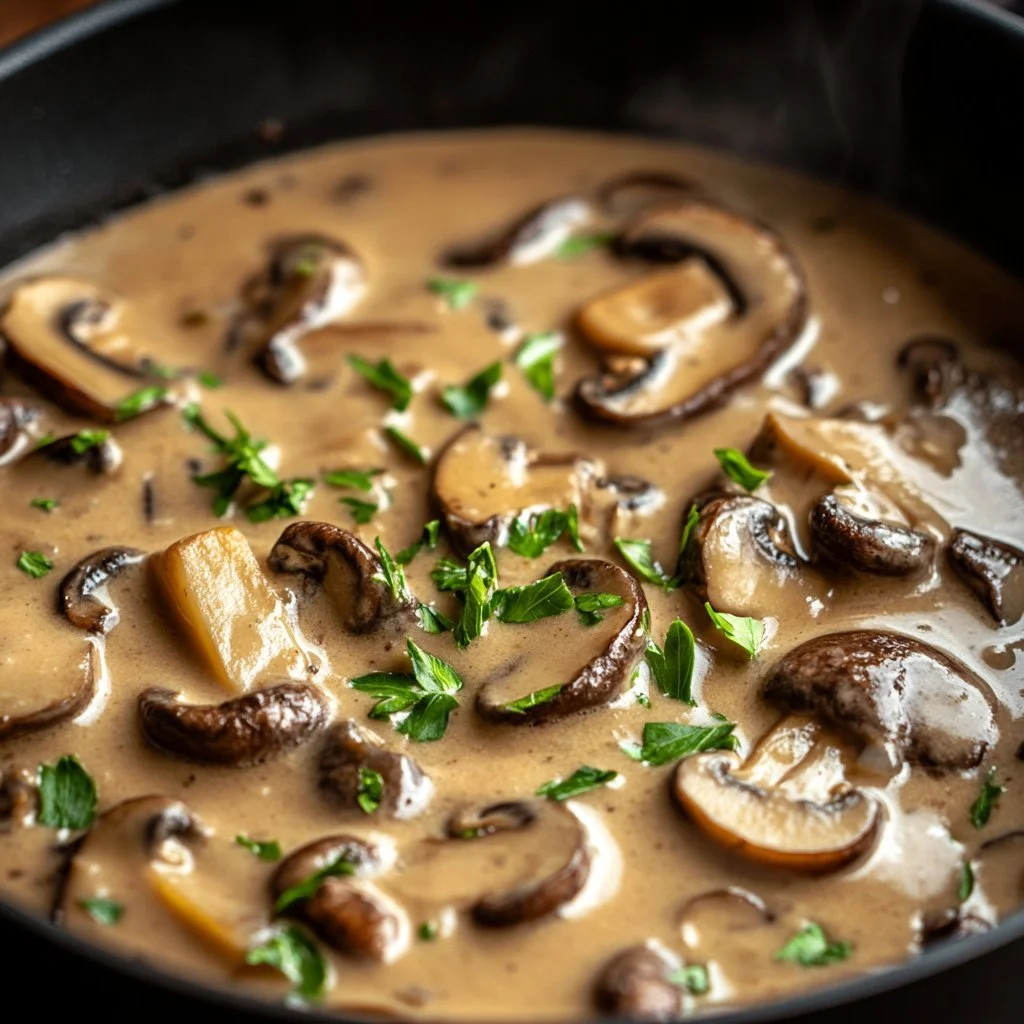 Salsa cremosa ai funghi ideale per pasta e secondi piatti