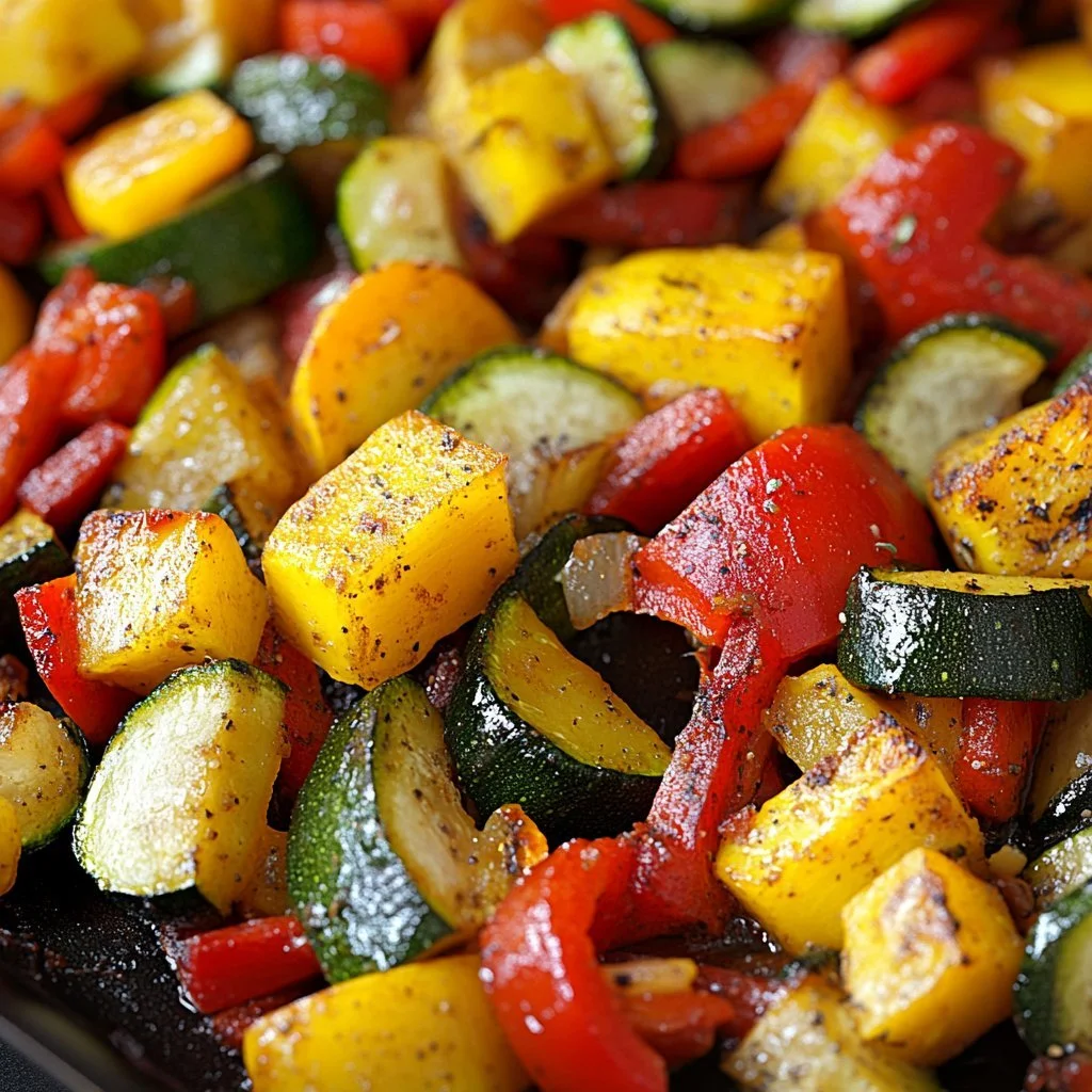 Piatto di verdure saltate fresche e colorate in una padella