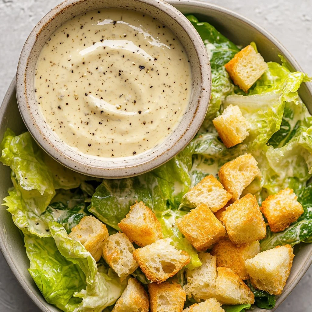 Vinaigrette originale per insalata Caesar in una ciotola