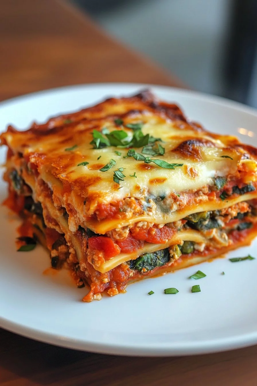 Lasagna di verdure ricca di proteine