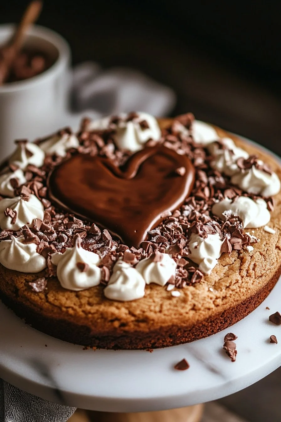 Torta cookie con cuore fondente