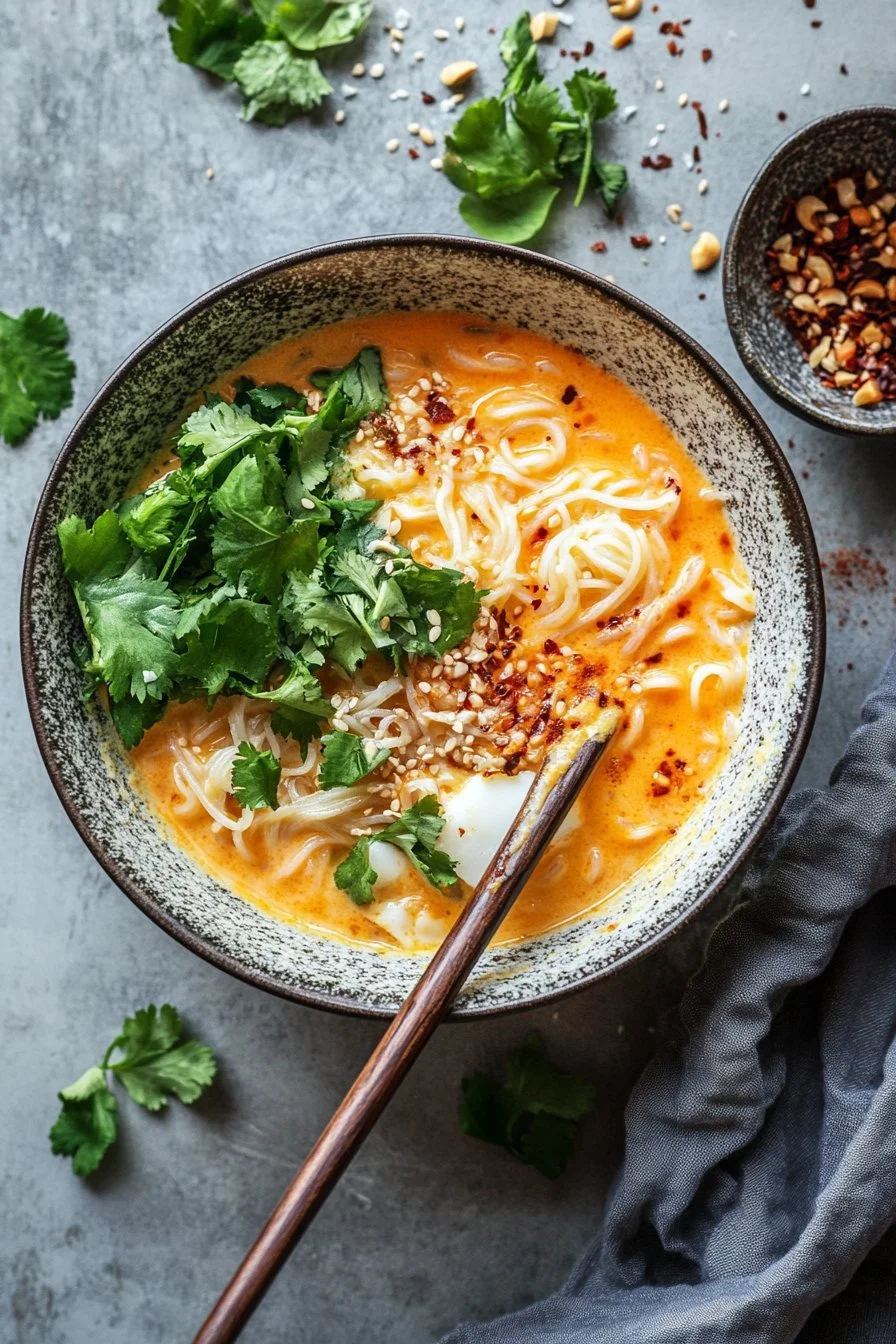 Noodles al latte di cocco e curry