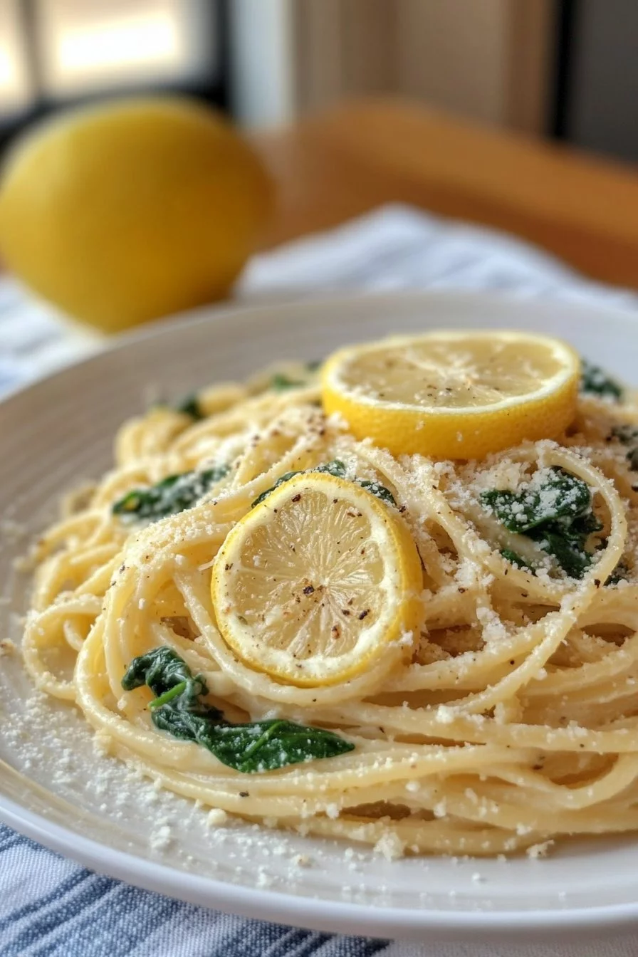 Pasta al limone e ricotta con spinaci