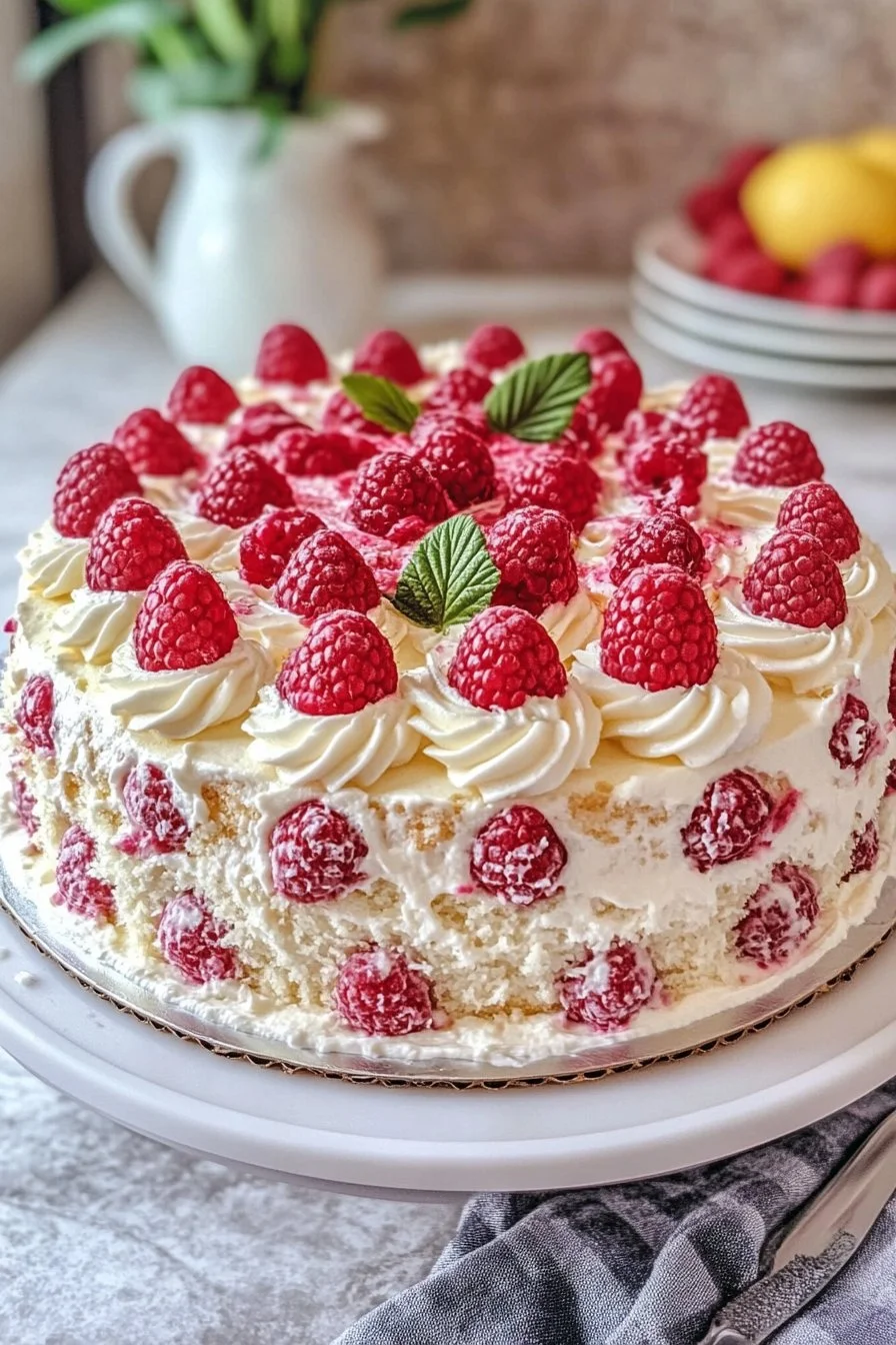 Torta al mascarpone, lamponi e limone