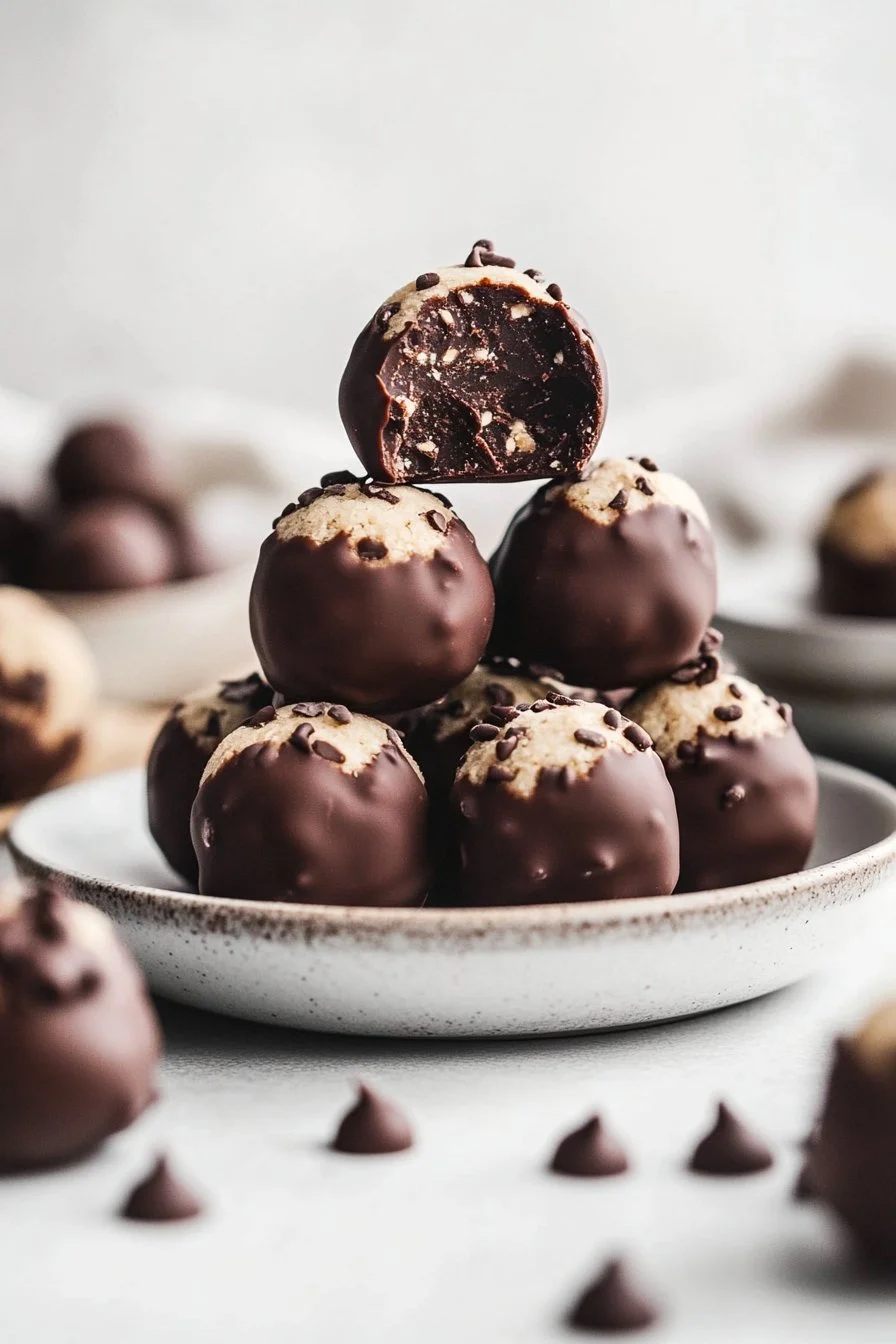 Palline di Pasta per Biscotti Sane ricoperte di Cioccolato