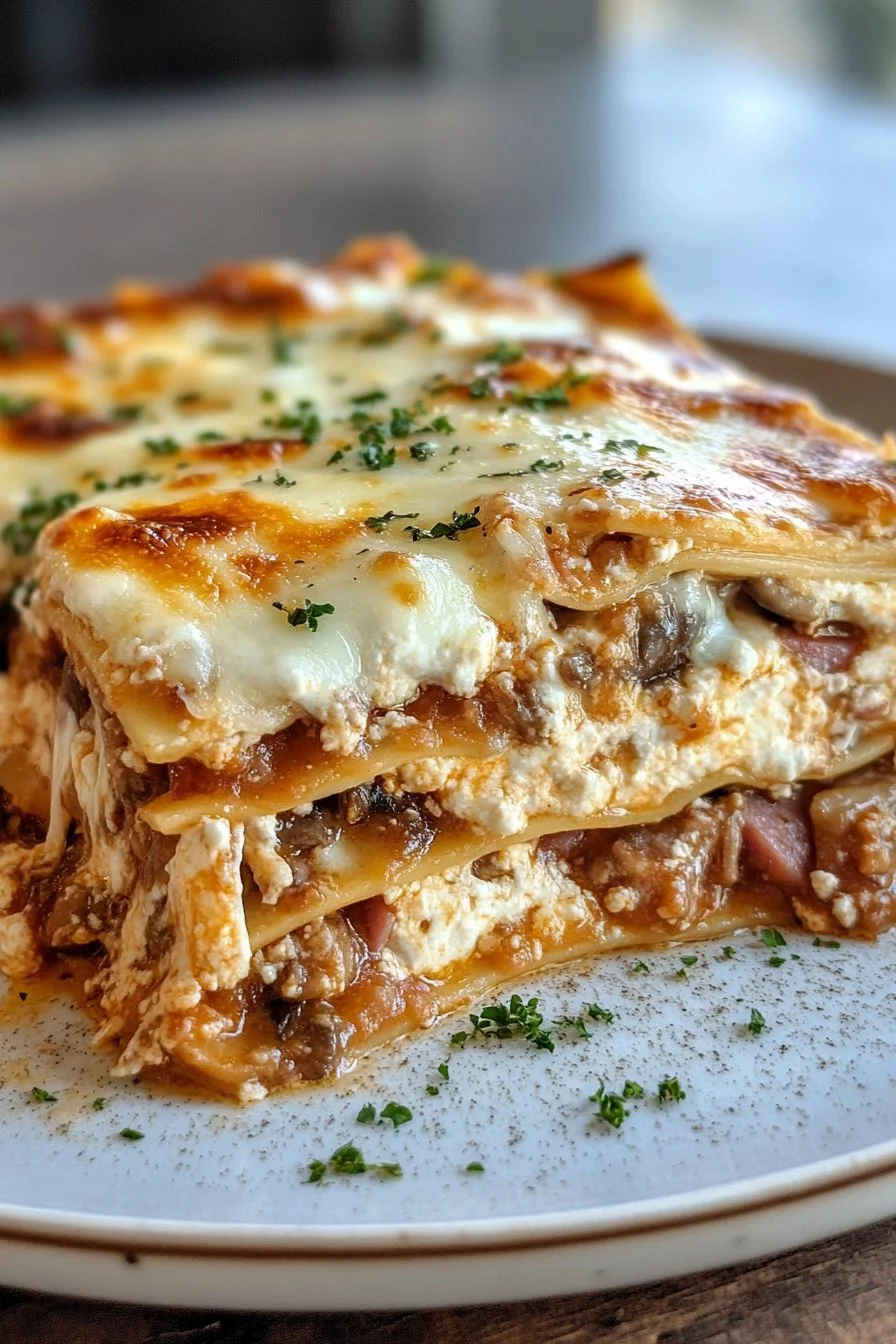 Lasagne ai Funghi, Prosciutto e Formaggio