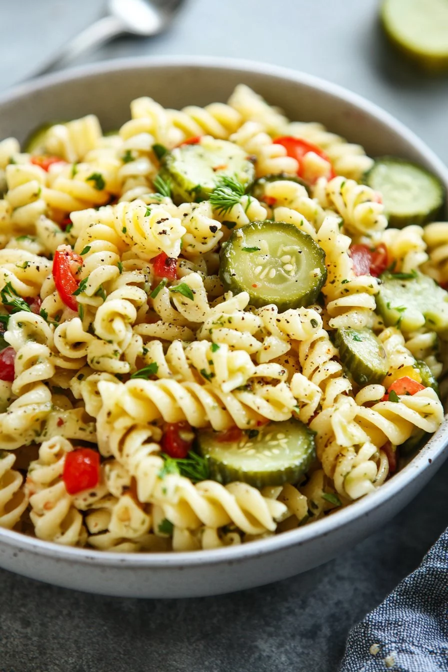 Insalata di pasta con cetriolini all'aneto