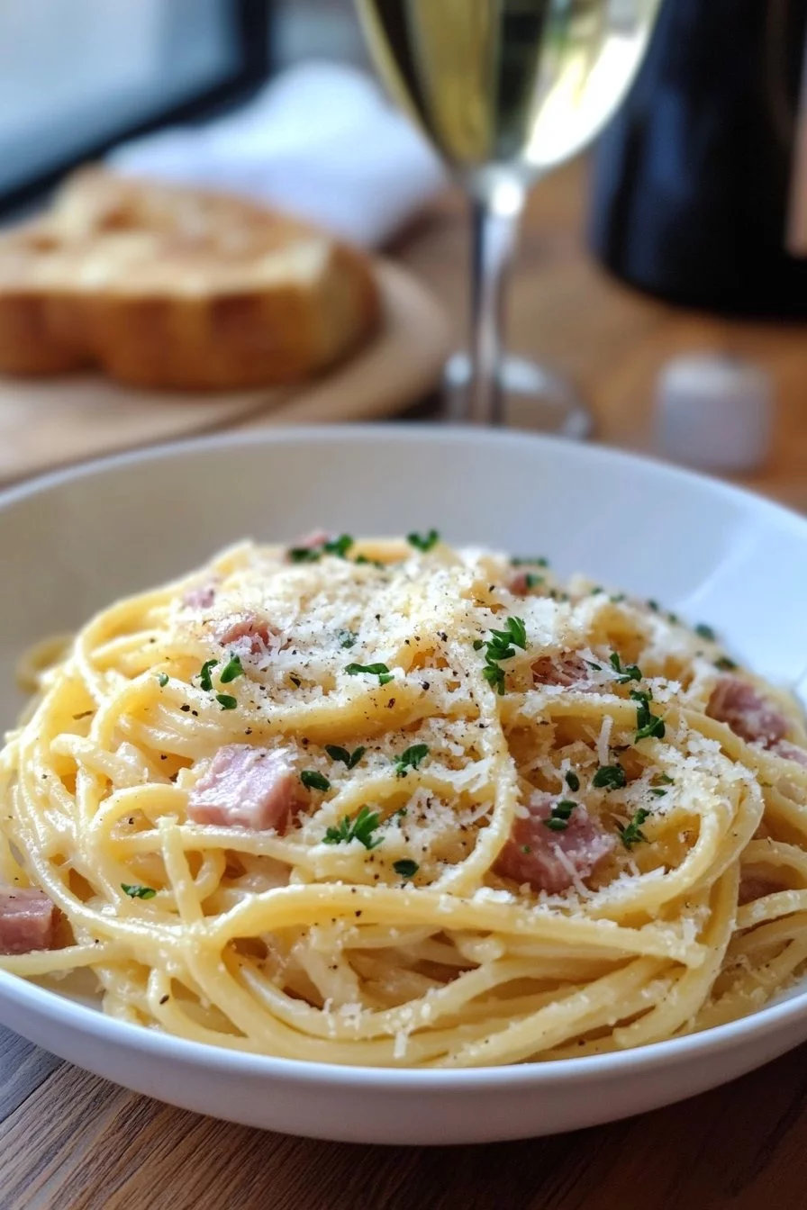 Pasta cremosa con prosciutto e comté