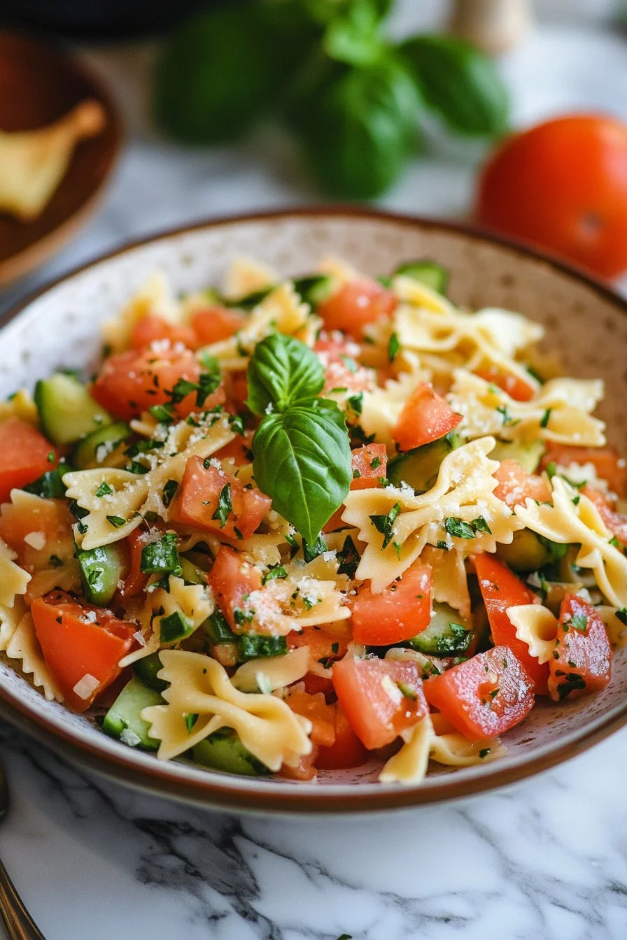 Insalata di pasta con farfalle colorate