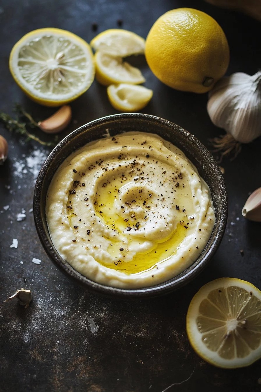 Crema densa al limone e all'aglio