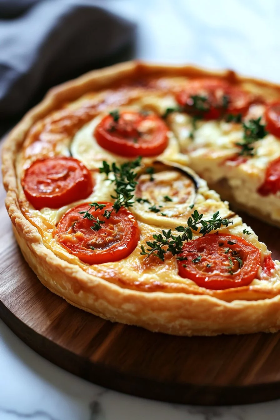Torta salata al tonno, pomodoro e formaggio di capra
