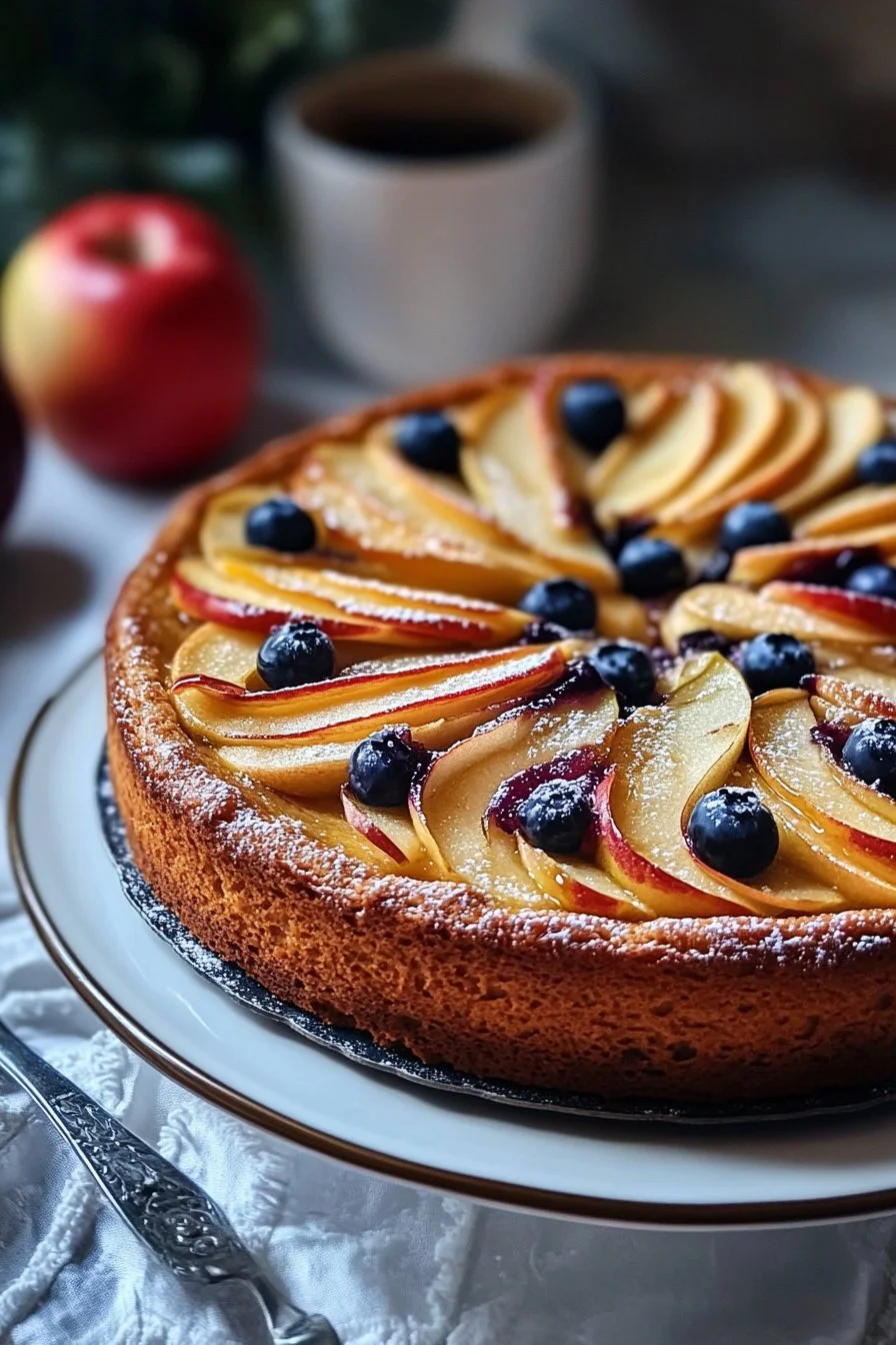 Torta sana con mele e mirtilli