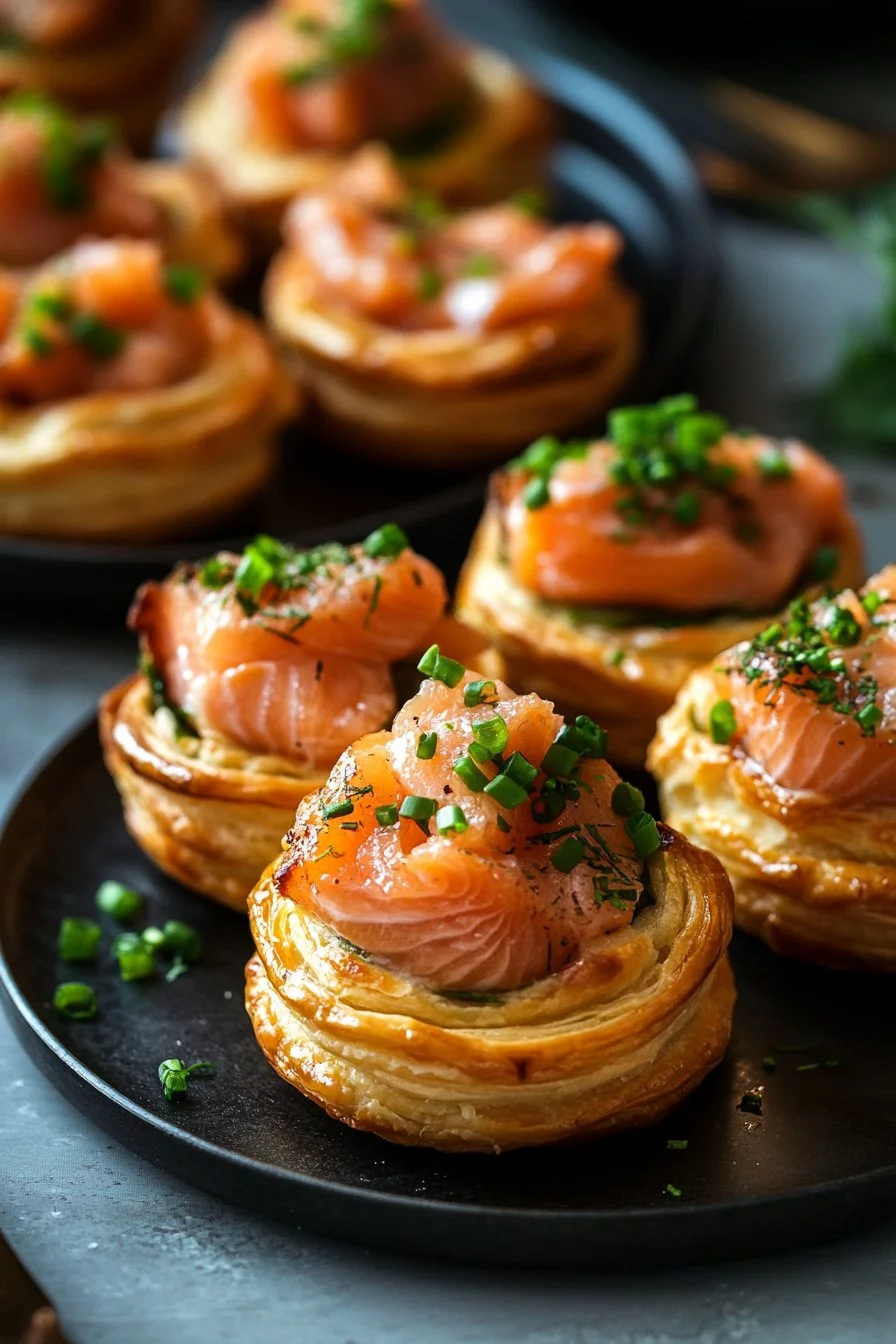 Cestini di pasta sfoglia al salmone