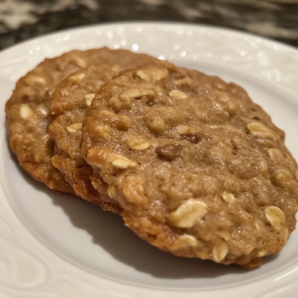 Biscotti ai fiocchi d'avena freschi su un piatto bianco