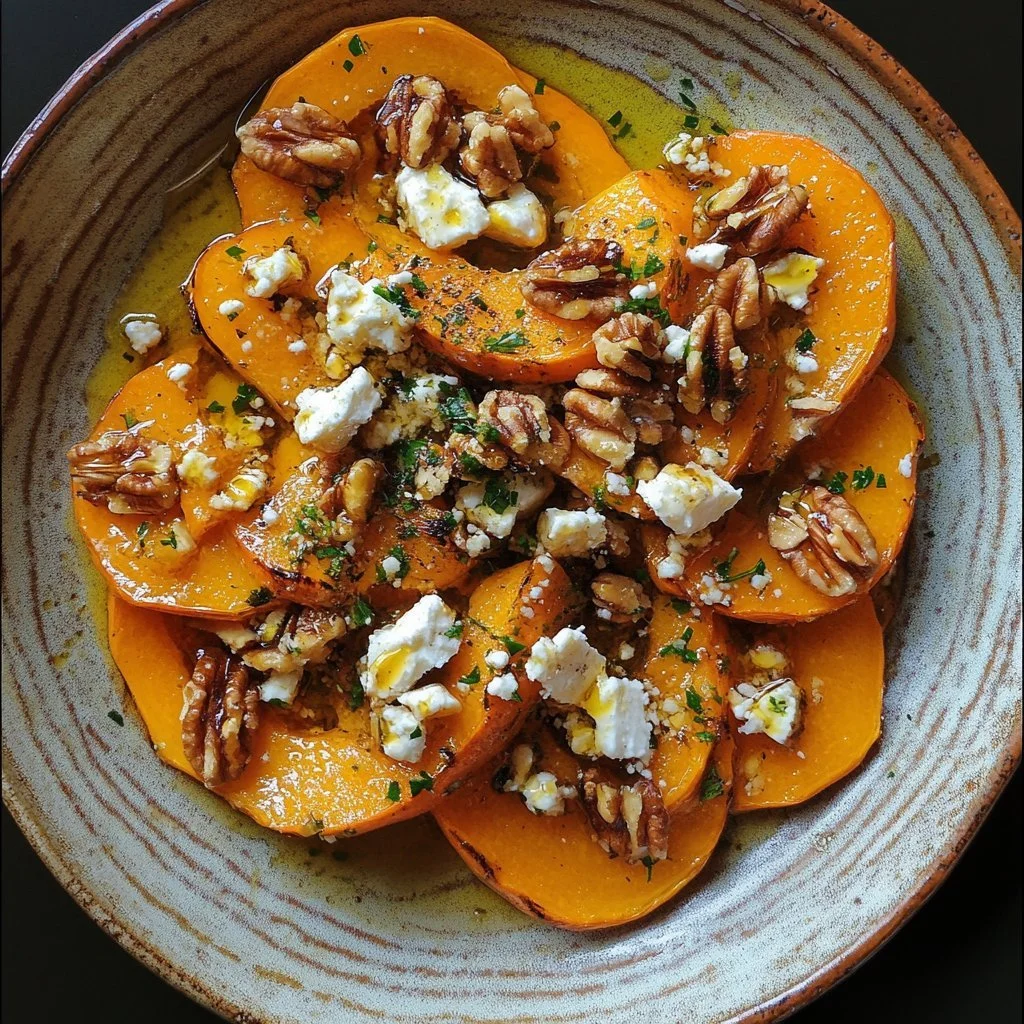 Butternut arrosto con feta, miele e noci, piatto autunnale gustoso