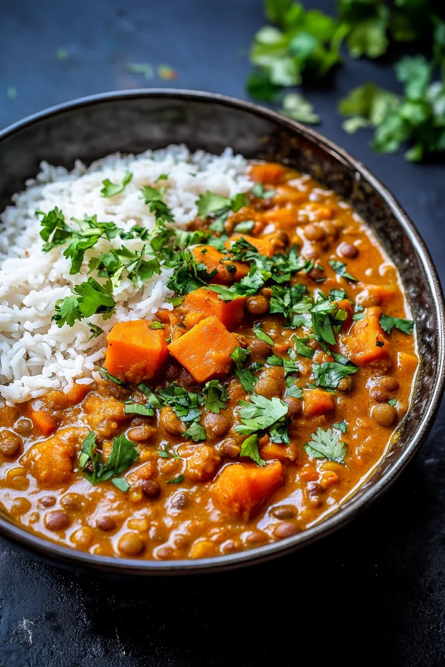 Curry di lenticchie e patate dolci