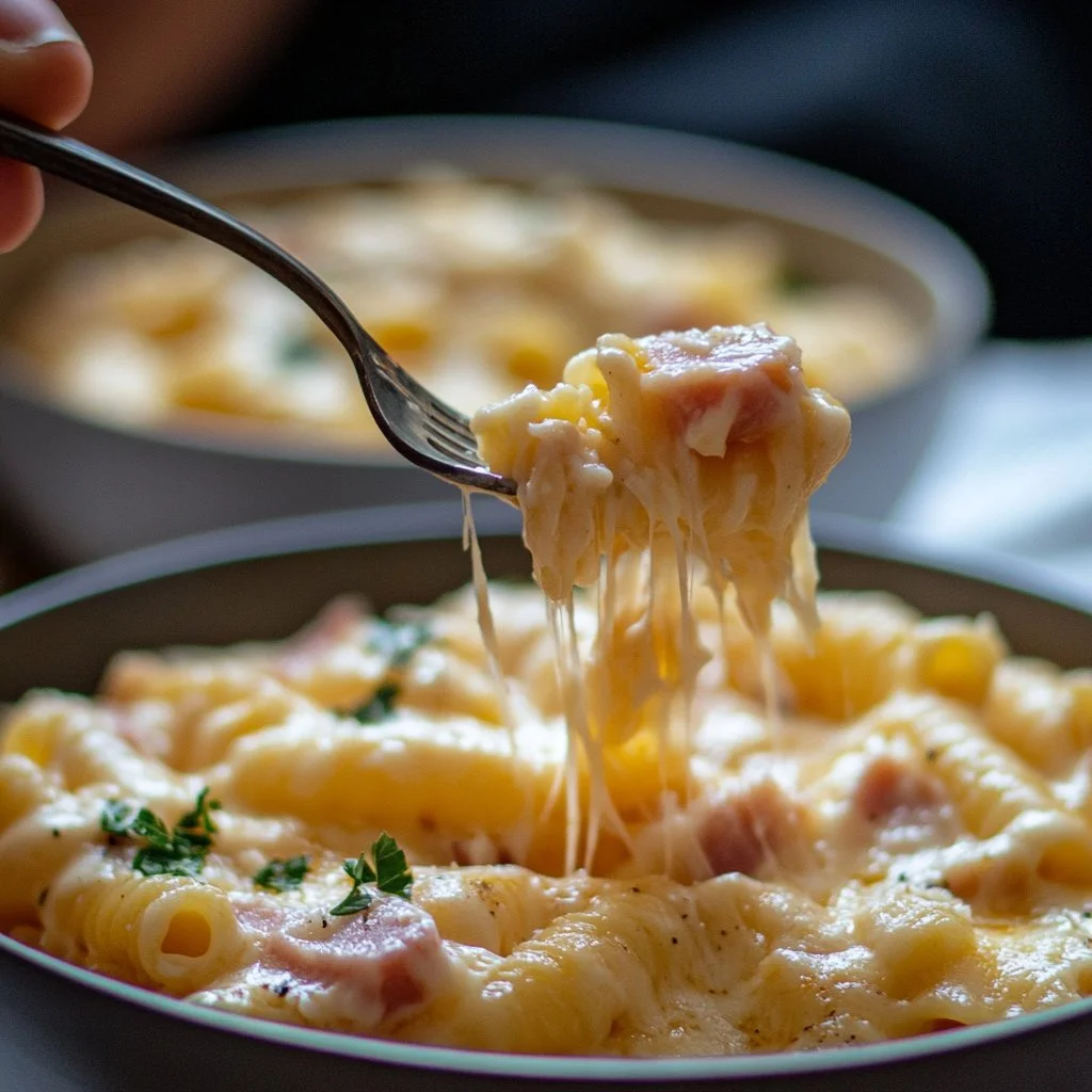 Piatto di Coquillettes al Prosciutto con guarnizione fresca