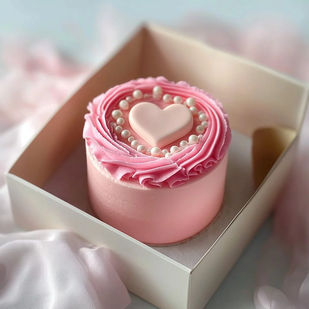Gâteau Bento Rosa decorato con fiori colorati e dettagli raffinati