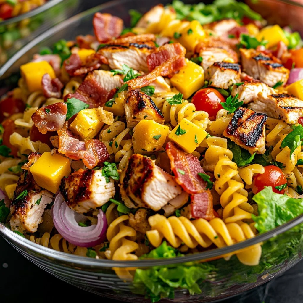 Insalata di pasta al club sandwich con ingredienti freschi e gustosi