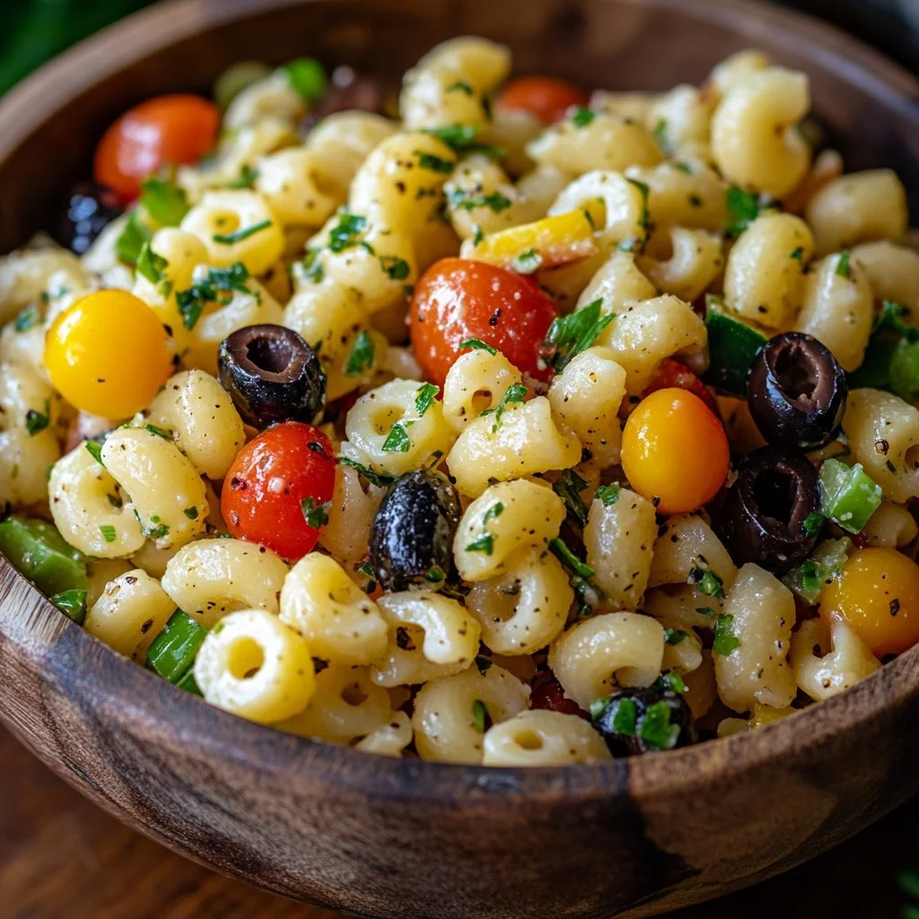 Insalata di pasta Ditalini con verdure fresche e condimenti