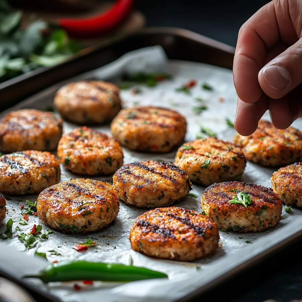 Piatto di kofta, spiedini di carne aromatizzata, serviti con salsa e contorni.