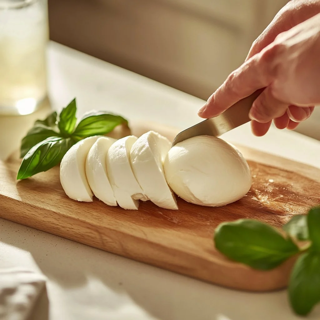 Mozzarella Casalinga preparata in casa con ingredienti freschi e genuini.
