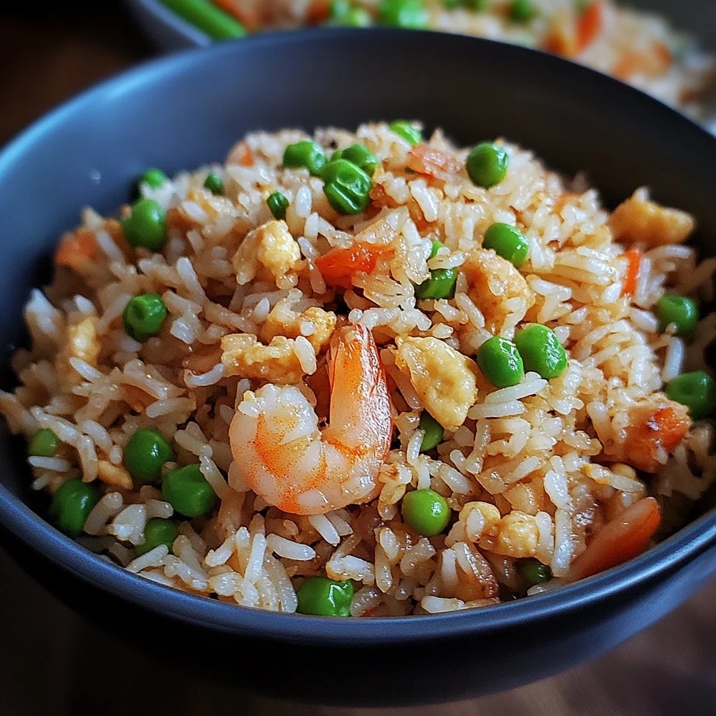 Riso cantonese e noodles cinesi in un piatto tradizionale