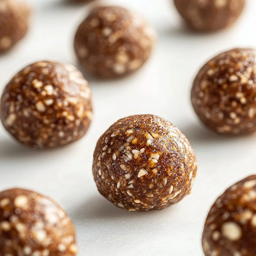 Palline di energia al caramello e burro salato, salutari e deliziose.