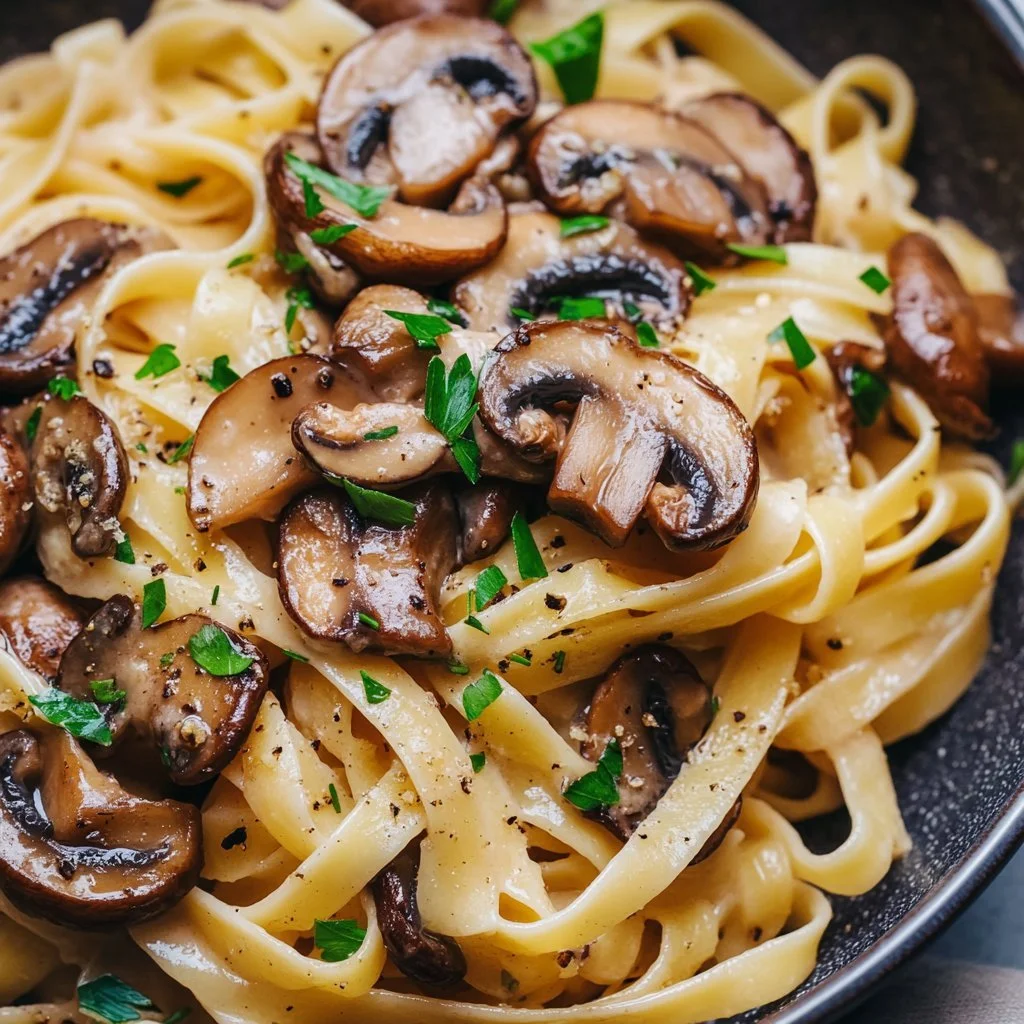 Pasta ai Funghi e Aglio con funghi freschi e aromi italiani