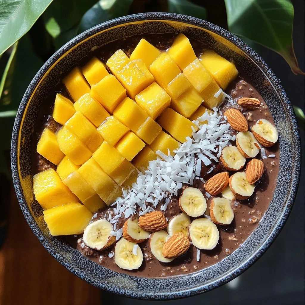 Porridge sano al cioccolato, un pasto nutriente e goloso.