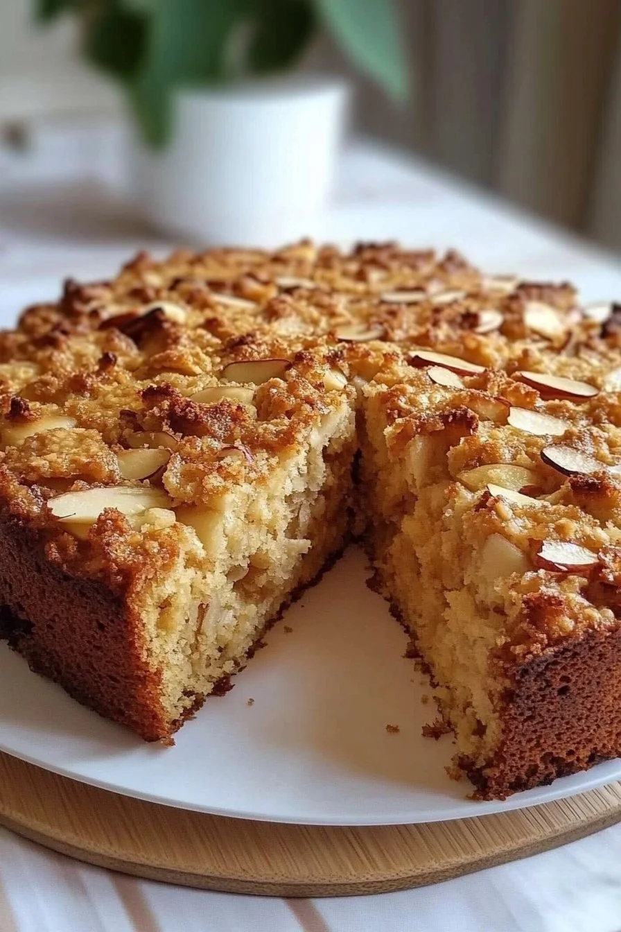 Torta di mele, fiocchi d'avena e mandorle